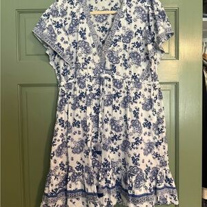 Blue and White Floral Dress